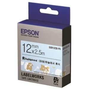 EPSON 라벨 프린터 리본 리락쿠마 SGR12CB 청색 흑문자/엡손/스티커/라벨지/12MM/카트리지/라벨용/테이프