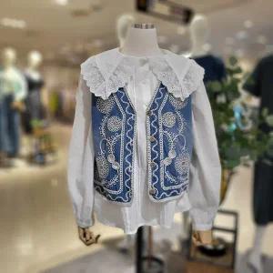 [대구백화점] [파파야]레이스배색데님조끼가디건(PNPRCD005B)