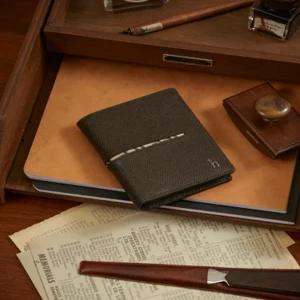 헤지스 액세서리 남성 24FW [스테디셀러]브라운 라인배색 소가죽 명함지갑 WUHO4F521W3