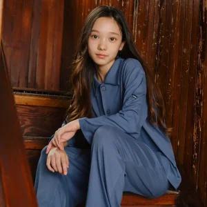 마밤 MSMV 피치기모 아동 주니어 잠옷 초등학생 파자마 실내복 세트 에센셜애쉬블루