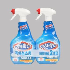 유한락스 욕실청소용 600ml 본품 2개 세트 청소도구 청소용세제 욕실청소제 욕실청소 욕실청소용품