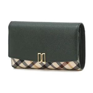 [닥스](강남점)DCWA5F443E2 [VICTORIA] 그린 체크배색 가죽 중지갑