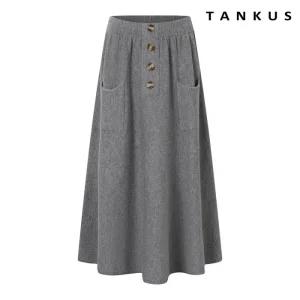 페이크 버튼 포켓 플레어 스커트 (TX3SK014L0)