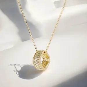 게더릭 실버925 골드도금 스퀘어 큐빅 링 목걸이 925실버목걸이 은목걸이 여성은목걸이