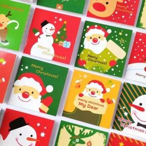 눈사람 크리스마스 카드 연말 축제 편지 귀여운 소형 우아한 인쇄 편지세트 스마일