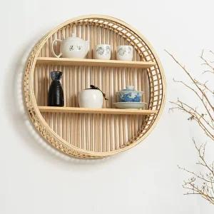 북유럽 대나무 원형 선반 두꺼운 인테리어 거실