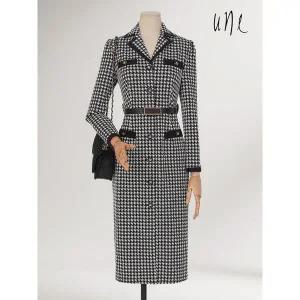 [하프클럽/윈]UNE엣지블록 럭셔리체크원피스