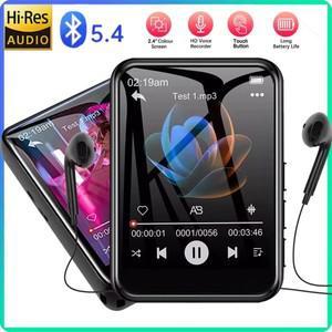 최대 128GB 미니 소형 MP3 플레이어 블루투스 5.4 HiFi 워크맨 2.4 인치 터치 스크린 비디오 음악 내장 스