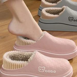 2500 털슬리퍼 방한화 방수 털신 논슬립 EVA 남성 여성 초경량 털실내화 겨울 남자슬리퍼