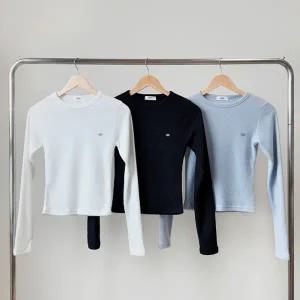 [다잇템] 여자 크롭기모티 슬림핏 편한 내의 U넥 니트