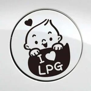 차량용스티커 귀요미아기 아이러브 LPG 자동차 주유구스티커 블랙