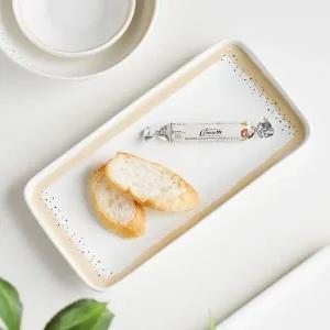[골드스마일]도자기 직사각 양식 그릇 화이트 2p