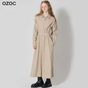오조크 허리밴딩 셔츠 롱 원피스
