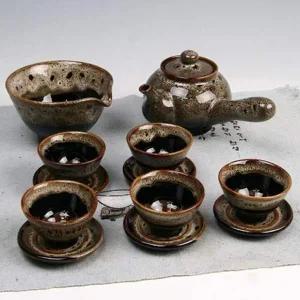 [골드스마일]다기세트 천목호피무늬 5인세트 다기 다도