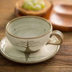 [골드스마일]도자기컵 이천도자기 세트 1인 진 받침 커피잔 나무