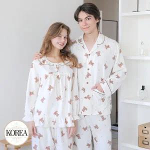 [토토와모모]커플잠옷 여성 남성 성인 긴팔 파자마 신혼 연인 곰돌이 24F407 307 베어스 _P375621542