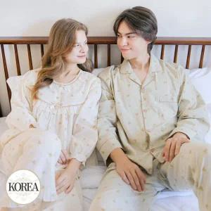 [토토와모모]커플잠옷 여성 남성 성인 긴팔 파자마 신혼 연인 순면 곰돌이 24F601 501 작은곰 _P375624664