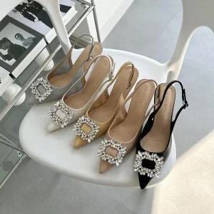 [아우트]주얼 장식 여성 슬링백 하이힐 슈즈 5FW