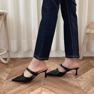 [아우트]디테일 여성 슬링백 모던 하이힐 샌들 5FW