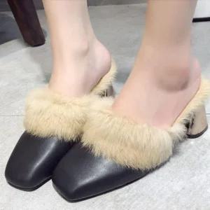 [아우트]털 펌프스 구두 겨울 슬리퍼 방한화 털신발