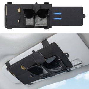 자동차용 SEG 다이렉트 선바이저 익스텐더, 마그네틱 선글라스 홀더 행거 클립이 있는 선블로커, 티켓 카드 정리 파우치, 사이드 선쉐이드 바이저 액세서리, 블랙