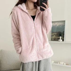 [하프클럽/이버유]여성 보아털 겨울 양털 후리스 집업