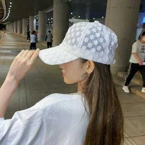 시스루 플라워 캡모자 여성 망사 모자 여름 메쉬