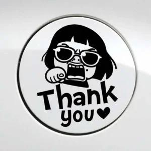 자동차장식스티커 Thank you 썬맨 자동차주유구스티커 블랙