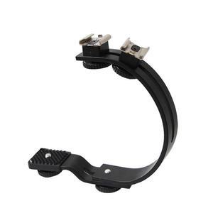 핫슈 듀얼 C타입 브라켓 DLSR 카메라 LED 조명 핸드그립