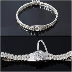 [차차실버] 큐빅 은팔찌 실버 체인 순은 고급은팔찌