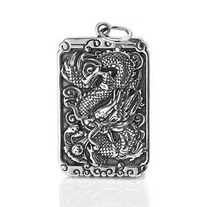 라오농 남자 복고풍 925 조디악 드래곤 펜던트 여섯 캐릭터 참 단어 용 목걸이 06D4F5LL