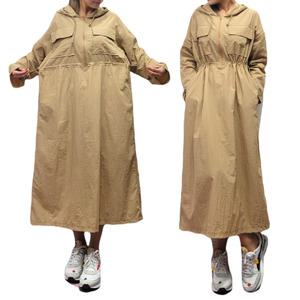 우니샵 바스락 스트링 후드 롱원피스 결혼식하객룩 키작녀 가을원피스 아노락 오버핏 빅사이즈