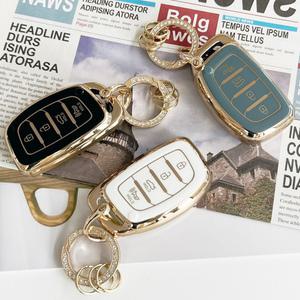 미짱 TPU 현대차키케이스+큐빅키링 4버튼 아반떼AD LF쏘나타 뉴라이즈 캐스퍼 투산 스마트키케이스 키홀더