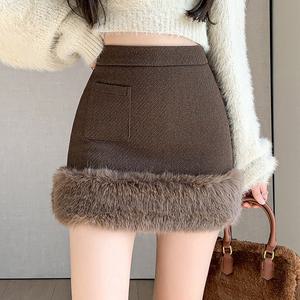 채핏 밤비 모직퍼 속바지 스커트 섹시 미니 글램 홀복 h라인 하이웨스트 유니크 연팔 파티룩