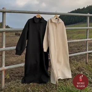 핫핑 [꾸안꾸/포근기모] 쁘띠즈 기모 카라 트임롱원피스