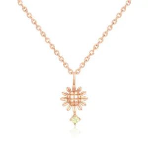 [비앤비골드] 18K 볼륨 플라워 해바라기 페리도트 탄생화 목걸이 NPN31835