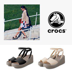 [크록스] W 브루클린 앵클 스트랩 웨지 힐 여성 샌들 2종택일