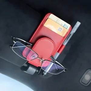 차량용 선바이저 안경 클립 마그네틱 3in1 선글라스 거치대 카드 수납 홀더 각인