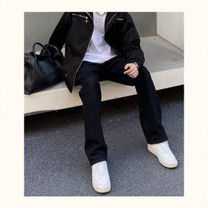 EAMT 남자 일자핏 청바지 빈티지 블랙 부츠컷 데님팬츠 커플 배기핏 캐주얼 인슈어 레이어드 EUNG1