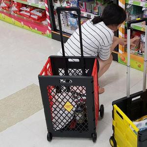 [BZHK42J1_51]구르마 폴딩 바구니 캐리어 특대 레드