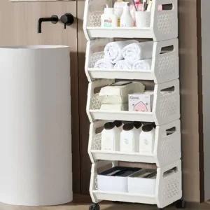 멀티트롤리5단 다용도정리함 옷 수납 욕실수건 탕비실