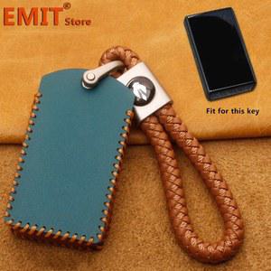 볼보 EX30 수제 가죽 스마트 리모컨 키 케이스 보호 커버 쉘 키 체인 링 홀더 Fob 자동차 액세서리