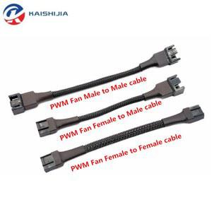 10cm 4 핀 PWM 커넥터 컴퓨터 케이스 팬 암 2510 2540 전원 연장 케이블 검정색 슬리브