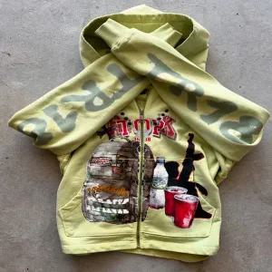 후드티 오버핏 후드집업 하라주쿠 힙합 패션 개성 레트로 복고풍 엔틱 애니메이션 프린트 오버 사이즈 남성