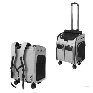 WSSTORE 백팩 캐리어 이동가방(그레이) 강아지카시트이동가방 하네스연결안전고리 탈부착360도회전바퀴