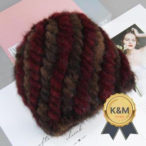 2025 겨울 여성 밍크 모피 모자 천연 리얼 모피 니트 모자 유행 푹신한 숙녀  모피 비니 여성 블랙 모피 모