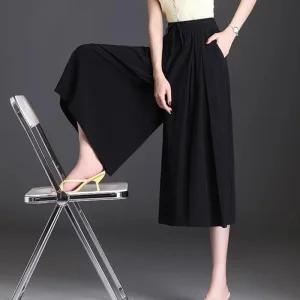 여자 찰랑핏 카키 블랙 하이웨스트 7부 팬츠