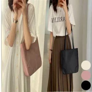 [콩심팥심]여성 스퀘어 나일론 숄더백 수납력 좋은 쇼퍼백