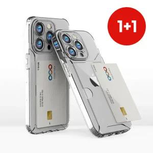 1+1 카드 2장 수납 아이폰 17 프로 맥스 에어 풀커버 카메라보호 투명 젤리 슬라이드 케이스