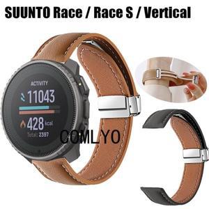 SUUNTO 레이스 S 버티컬 스트랩, 정품 가죽 스마트 워치, 접이식 마그네틱 버클, 남녀공용 밴드